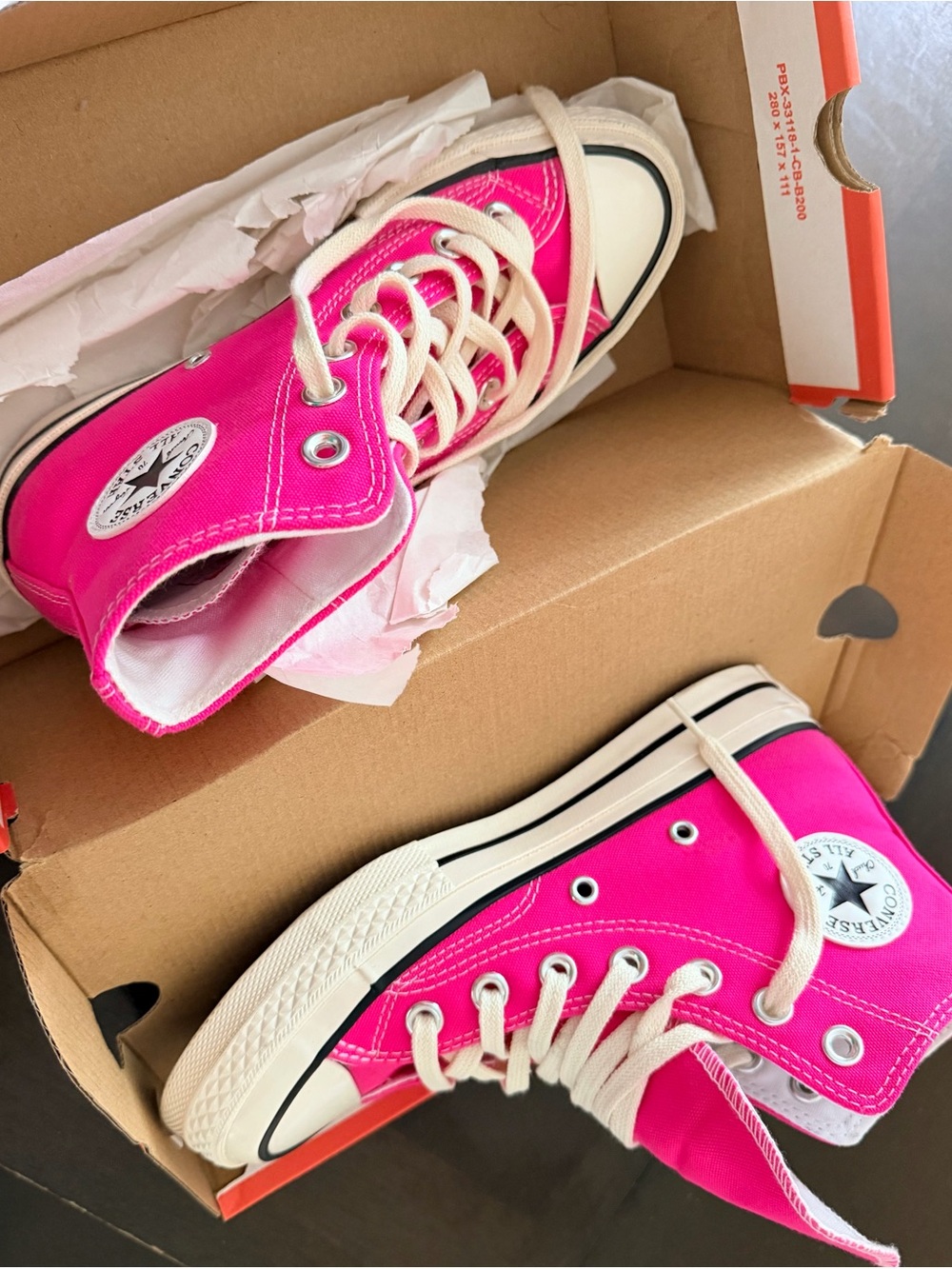 Converse Kids High-Top Canvas Sneakers in Hot Pink and White